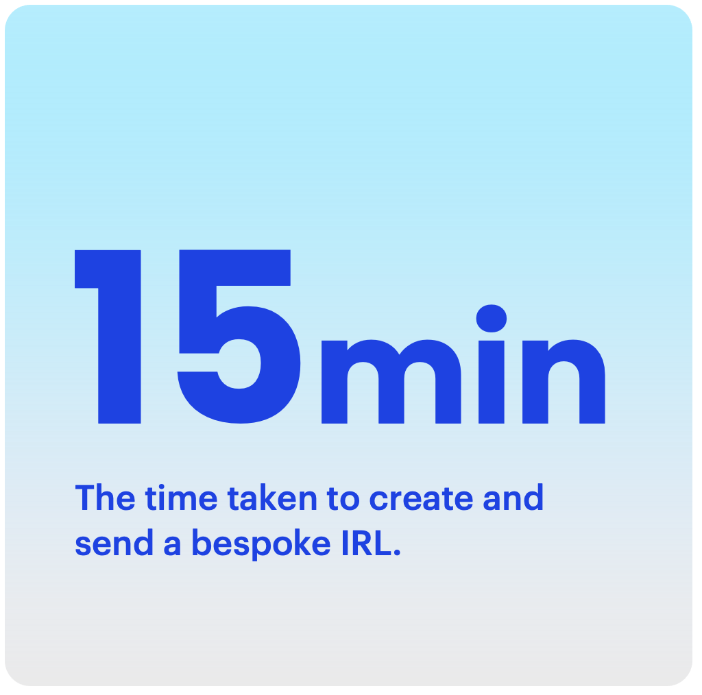 15 minutes, the time take to create and send a bespoke Information Request List (IRL).